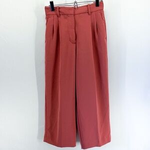 Aritzia Wilfred Effortless Pants Pink High Rise Crepe Wide Leg Relaxed Size 0